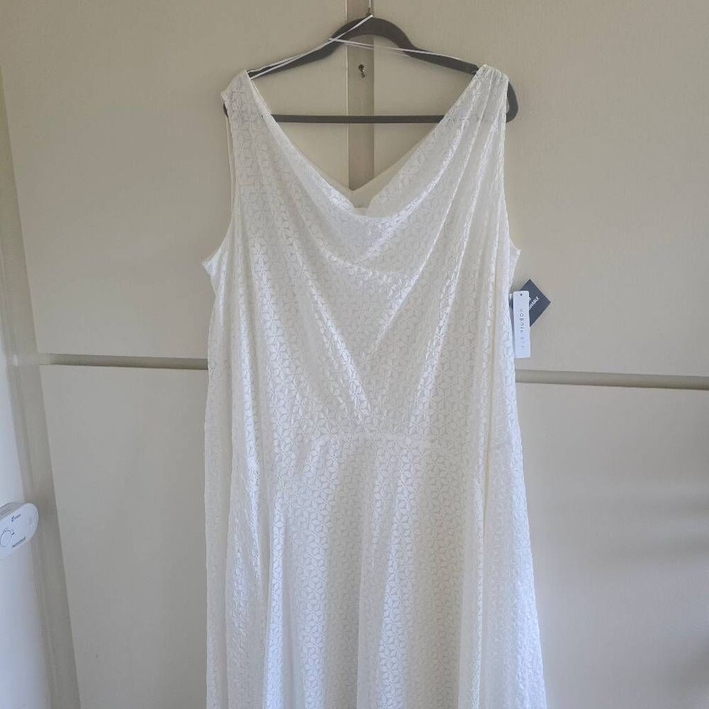 Robbie Bee White Lace Style RB66252W, Draped Scoop Neck,Slvls,20s Style, NWT, 2X